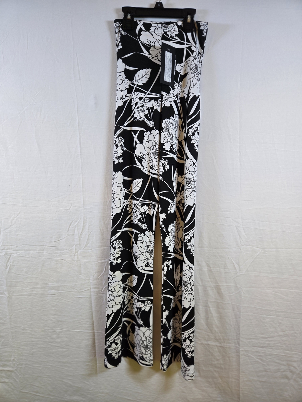 bryn Walker Black and White Floral Flared Pants